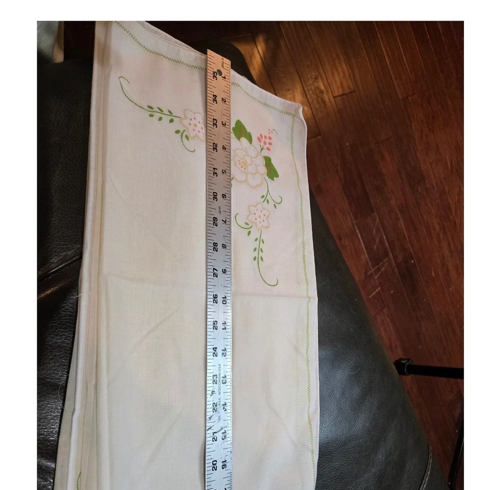 Unbranded Vintage Napkins Set of 6 White Floral Green Scalloped‎ Good 13x13